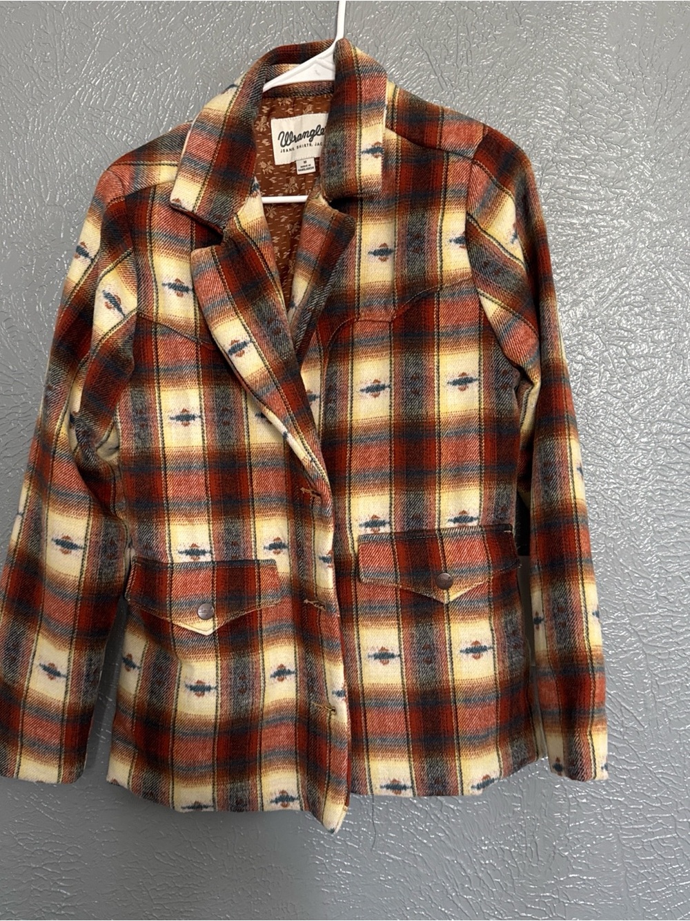 Wrangler Women's Rust, Cream & Brown Plaid Blazer
